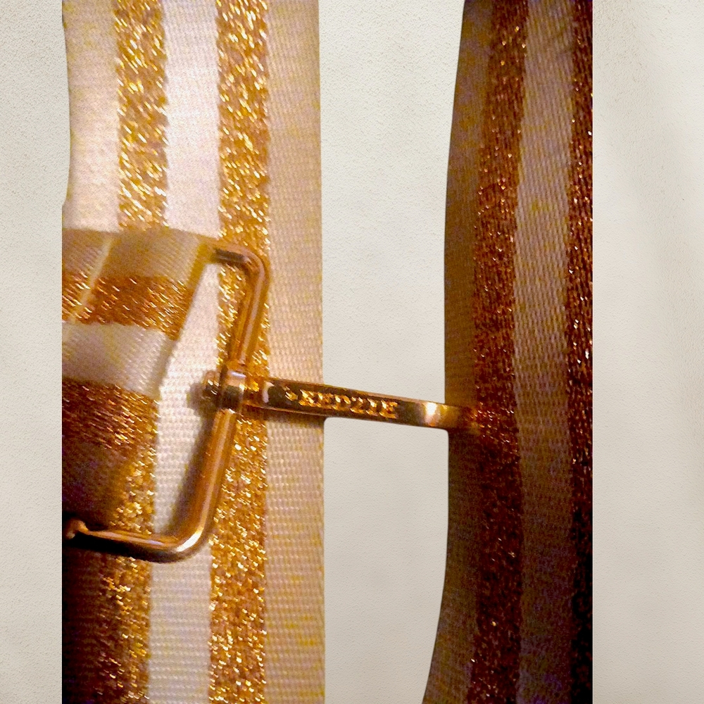 Kedzie Pink + White Glitter Striped Adjustable Womens Bag Strap W/ Gold Hardware - Picture 3 of 5
